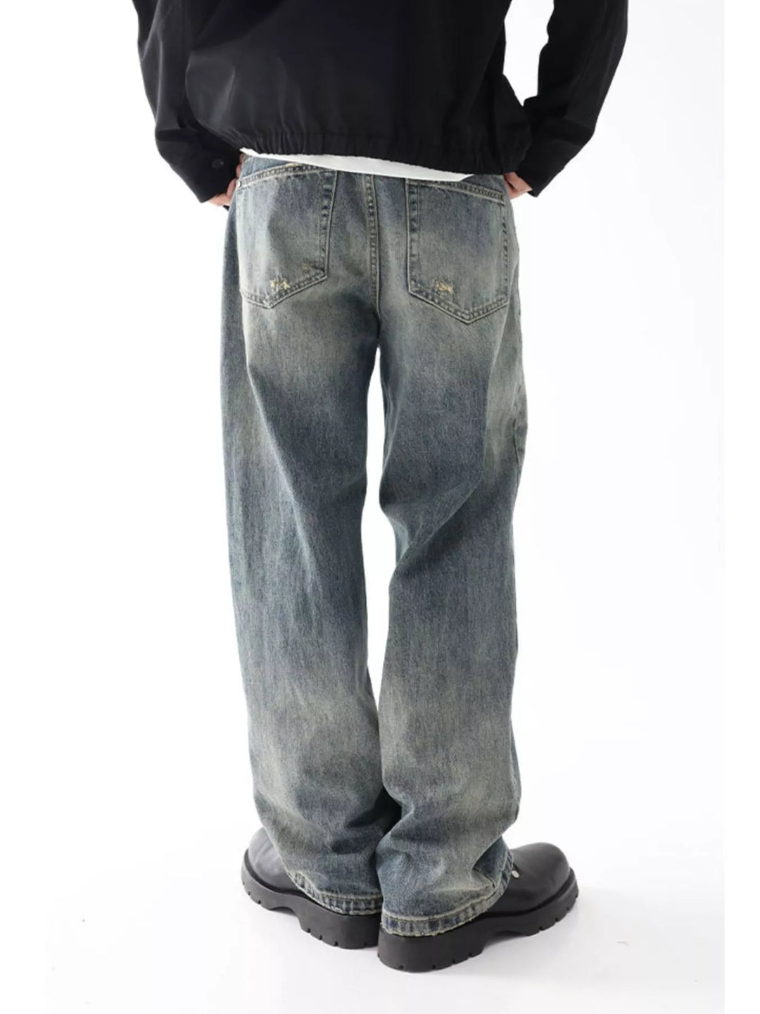 Men's Wash Wide Leg Relaxed Fit Jeans