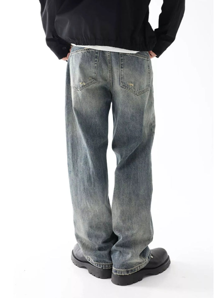 Men's Wash Wide Leg Relaxed Fit Jeans