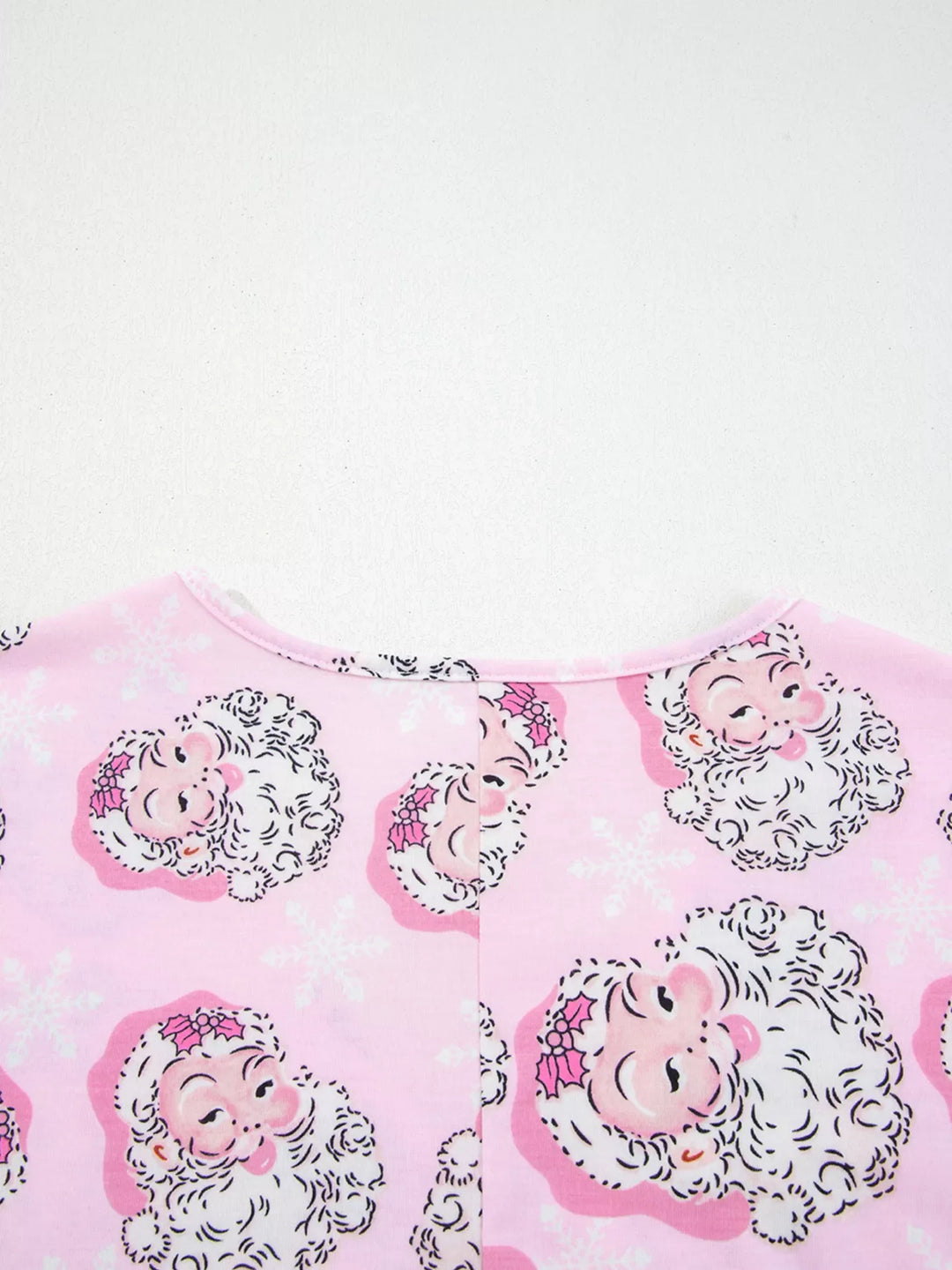 Santa Claus Print V Neck Tee Drawstring Pants 2pcs Lounge Set