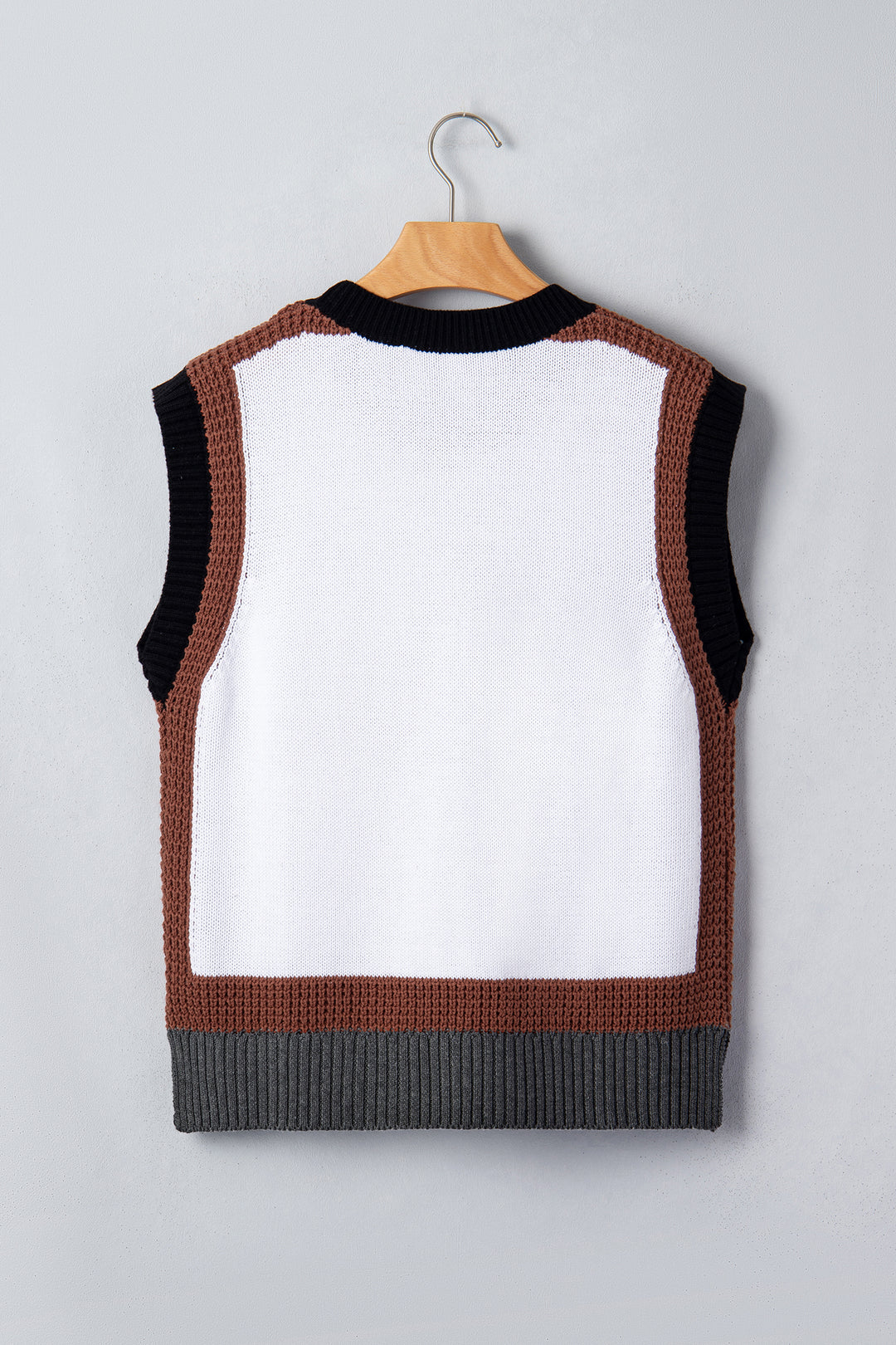 White Western Horse Head Colorblock Trim Sweater Vest