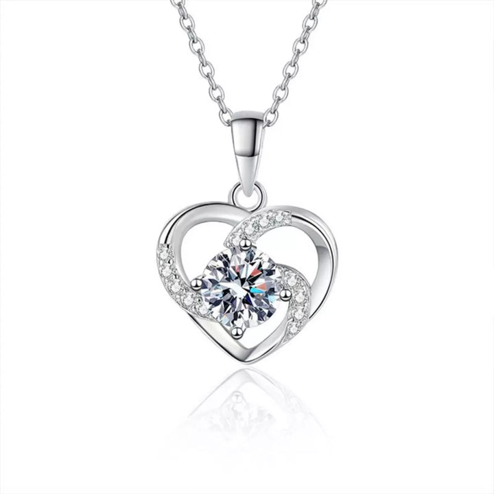 925 Sterling Silver Zircon Heart Necklace