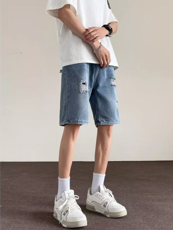 Men's Full Size Ripped Casual Loose Fit Denim Shorts Plus Size
