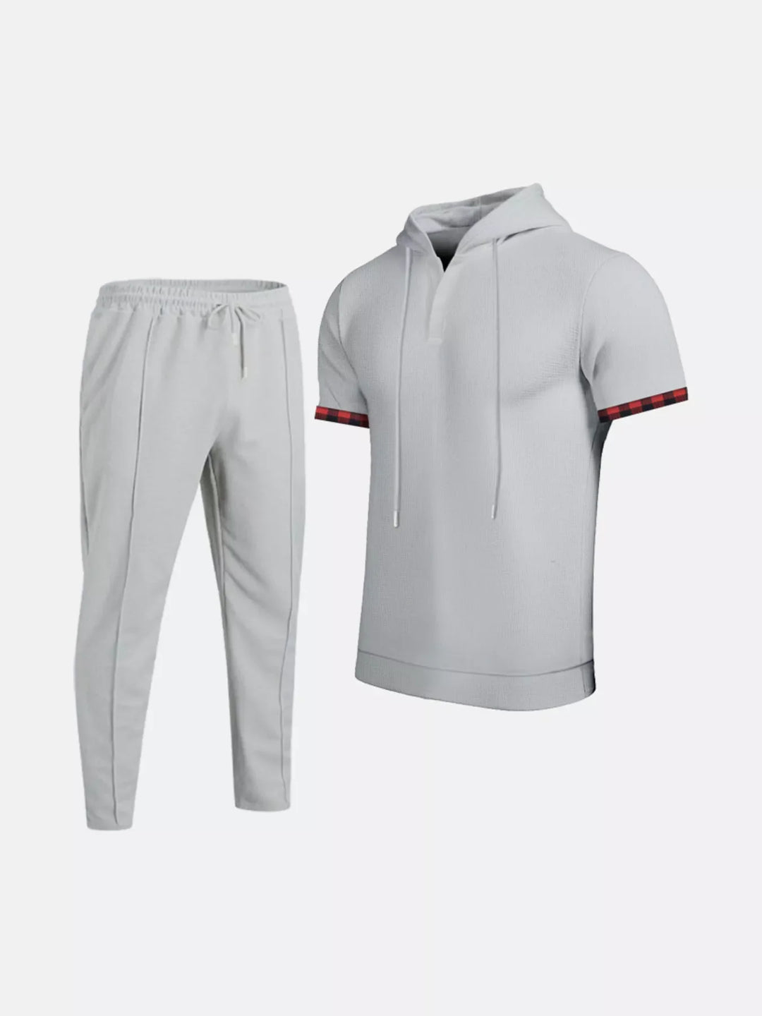 Men's Full Size Casual Short-Sleeve Hoodie and Pants Set Plus Size