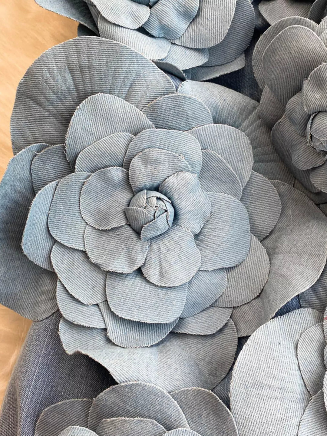 Floral Applique Strapless Denim Dress