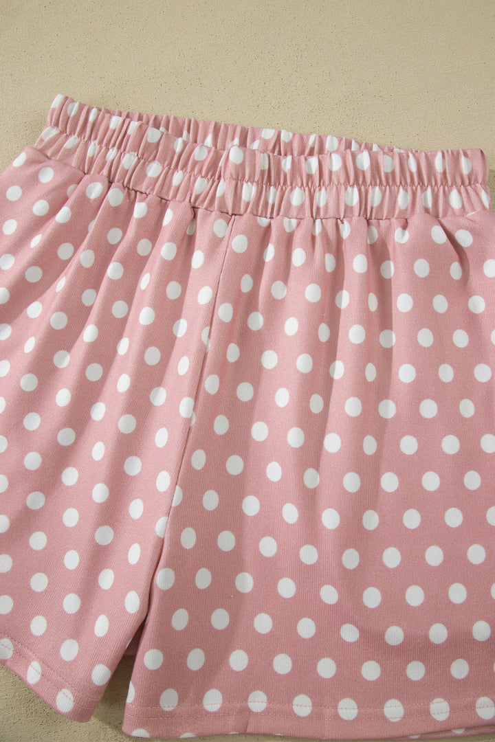 Pink Polka Dot Print Short Set