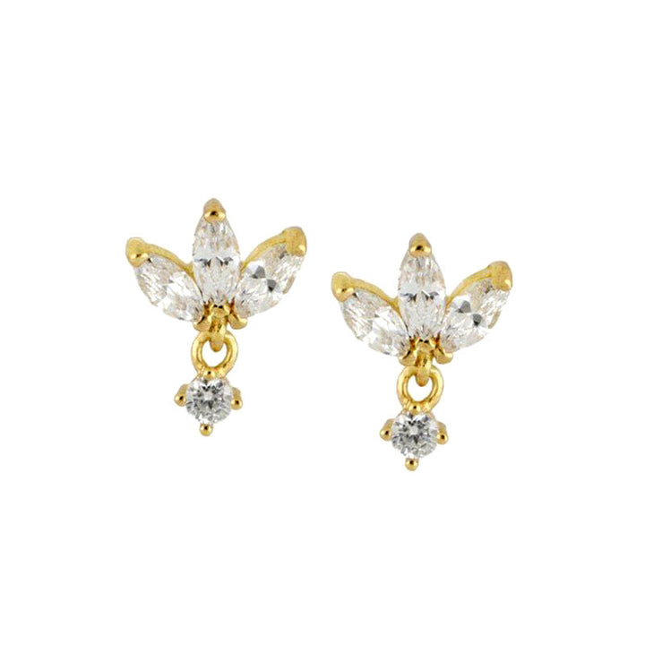 S925 Silver Needle Stud Earrings With Zircon Butterfly Design
