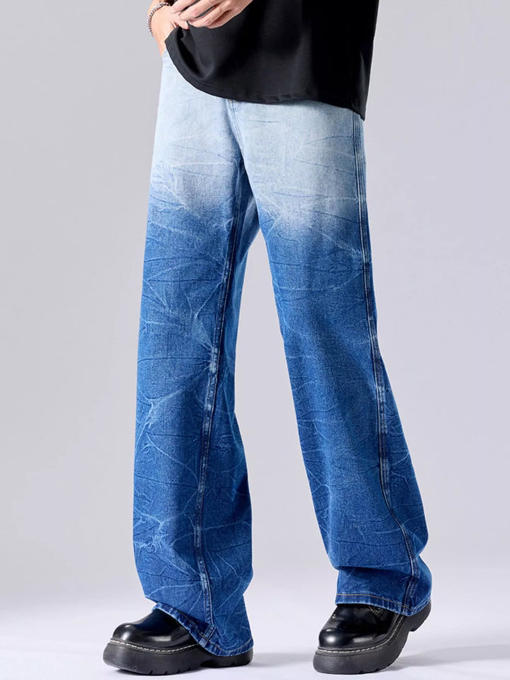 Men's Full Size Ombre Wash Wide Leg Jeans Plus Size