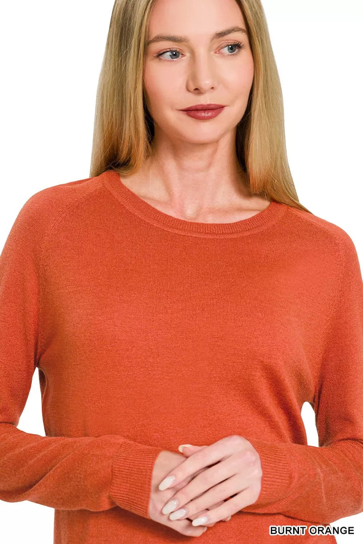 Zenana Lightweight Wool Blend Round Neck Sweater