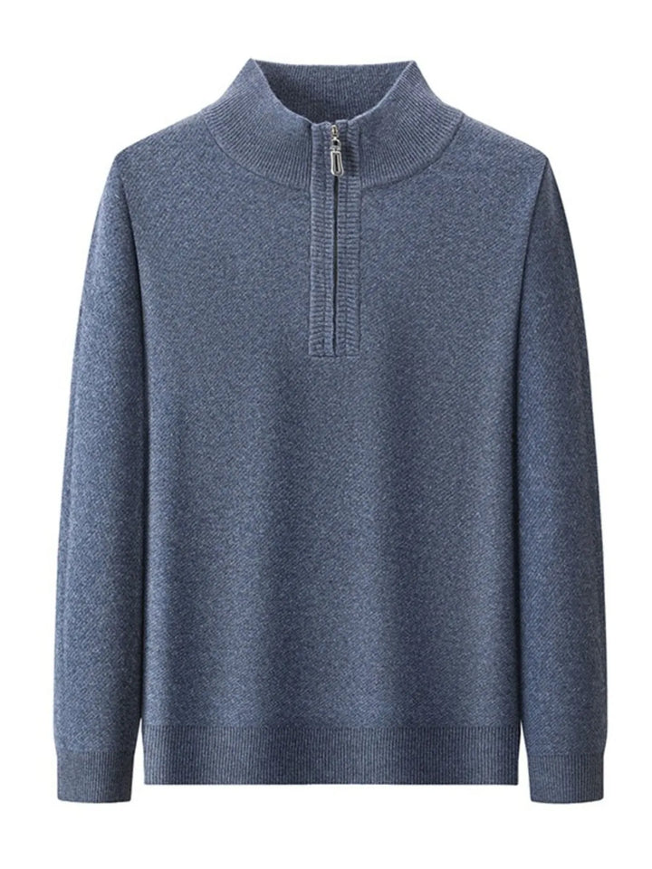 Men's Plus Size Quarter-Zip Long Sleeve Sweater