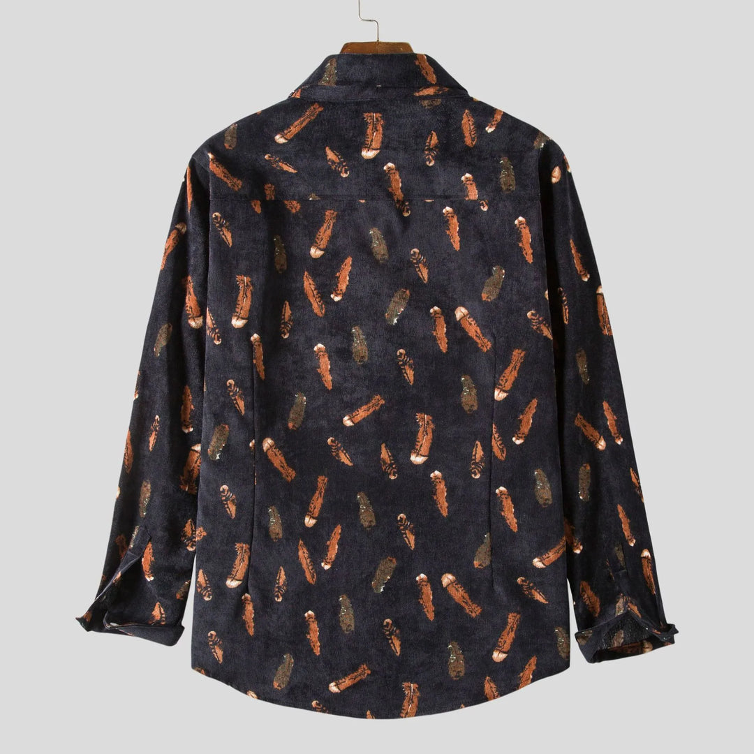 Men's Plus Size Printed Casual Button-Up Shirt