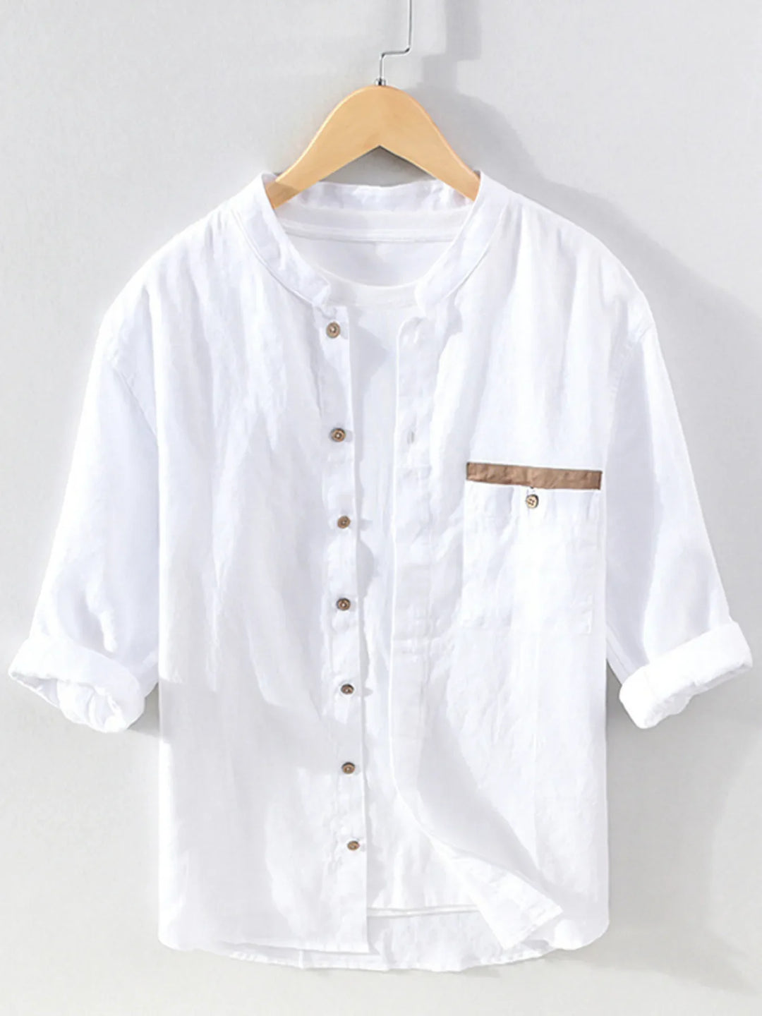 Men's Plus Size Button Up 3/4 Sleeve Shirt