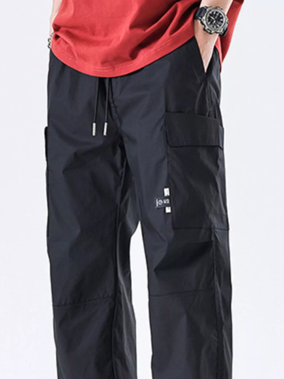 Men's Full Size Drawstring Wide Leg Cargo Pants Plus Size