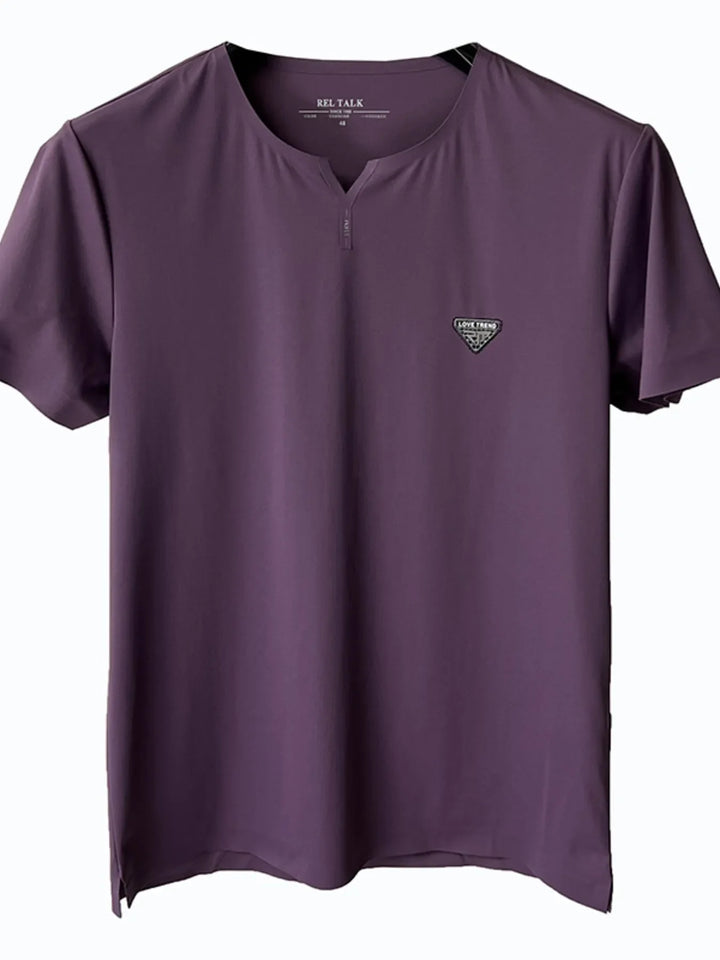 Men's Plus Size Notched Short Sleeve T-Shirt