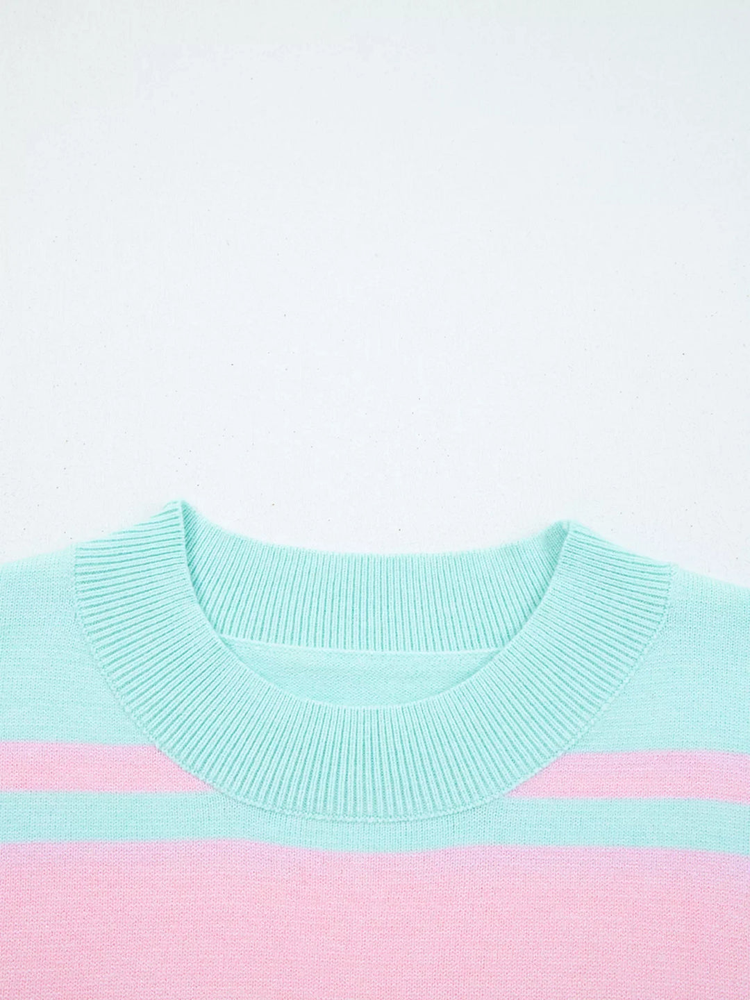 Multicolour Striped Knit Ribbed Trim Boxy Fit Cropped Sweater