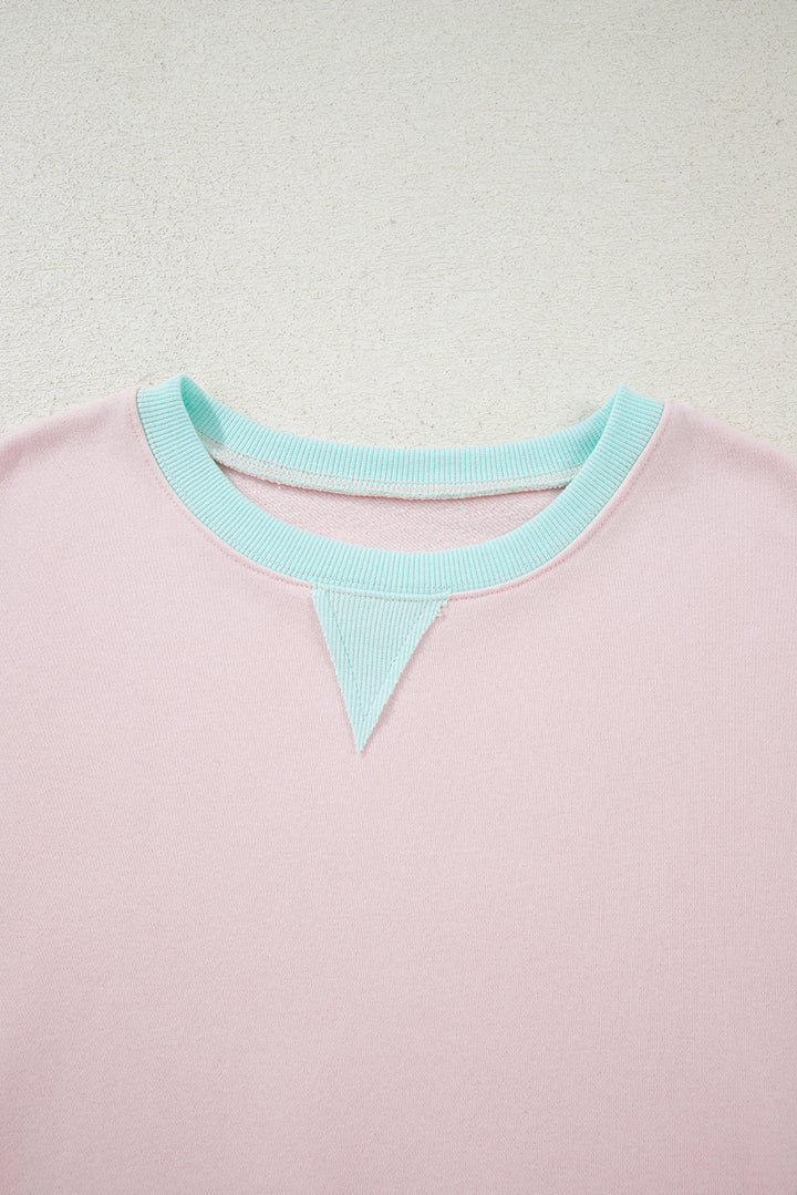 Delicacy Striped Colorblock Patchwork Drop Shoulder Sweatshirt