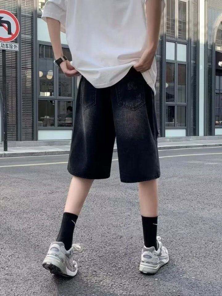 Men's Full Size Distressed Loose Fit Denim Shorts Plus Size