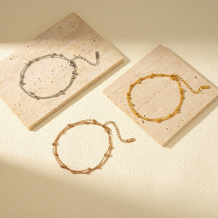Fashionable And Minimalist Multi-layer Metal Bead Anklet