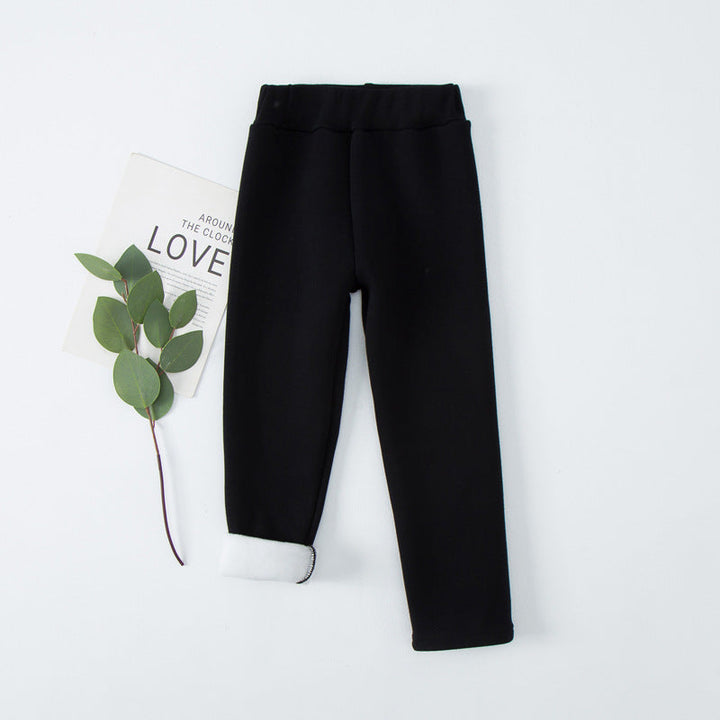Fleece-lined Extra-thick Casual Pants For Kids