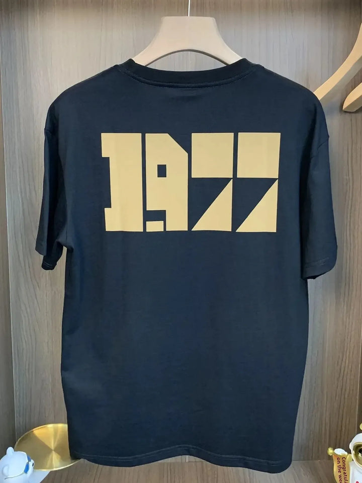 Men's Plus Size Vintage 1977 Graphic Round Neck T-Shirt