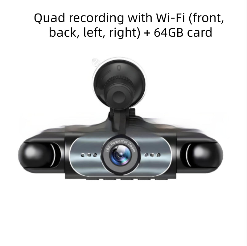 Four-lens Surveillance Dash Cam HD With Rearview Camera