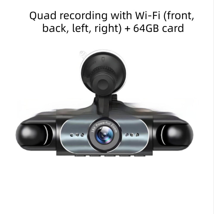 Four-lens Surveillance Dash Cam HD With Rearview Camera