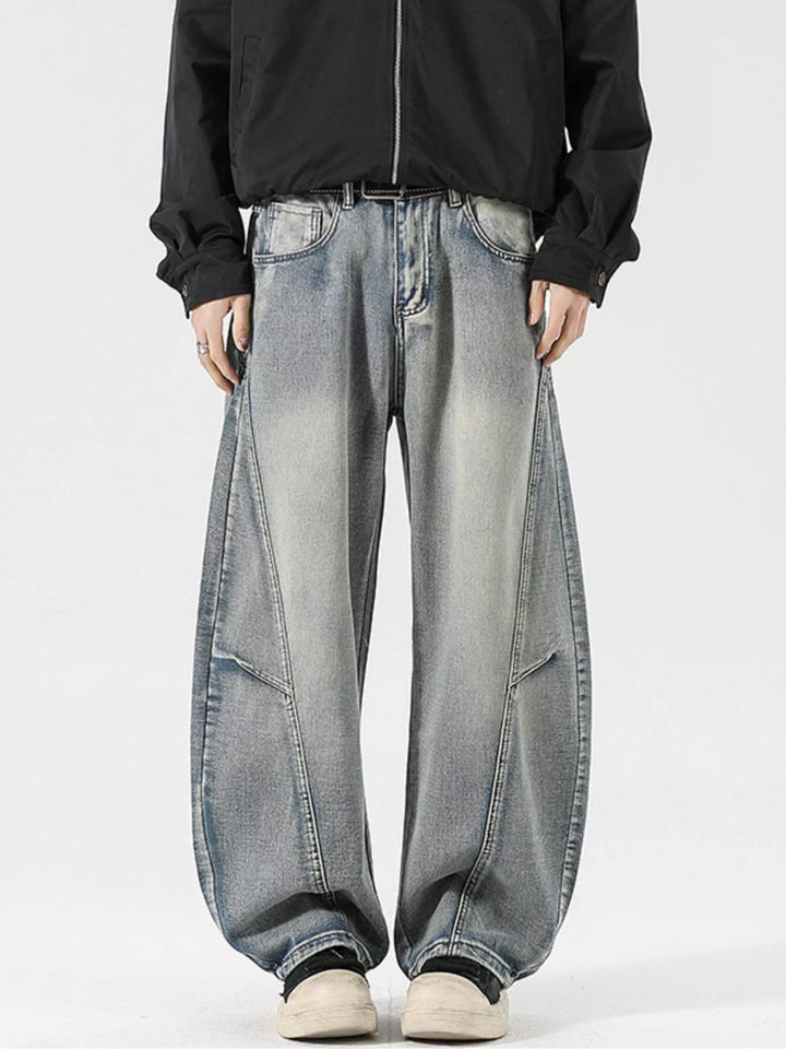 Men's Full Size Vintage Wash Wide Leg Jeans Plus Size