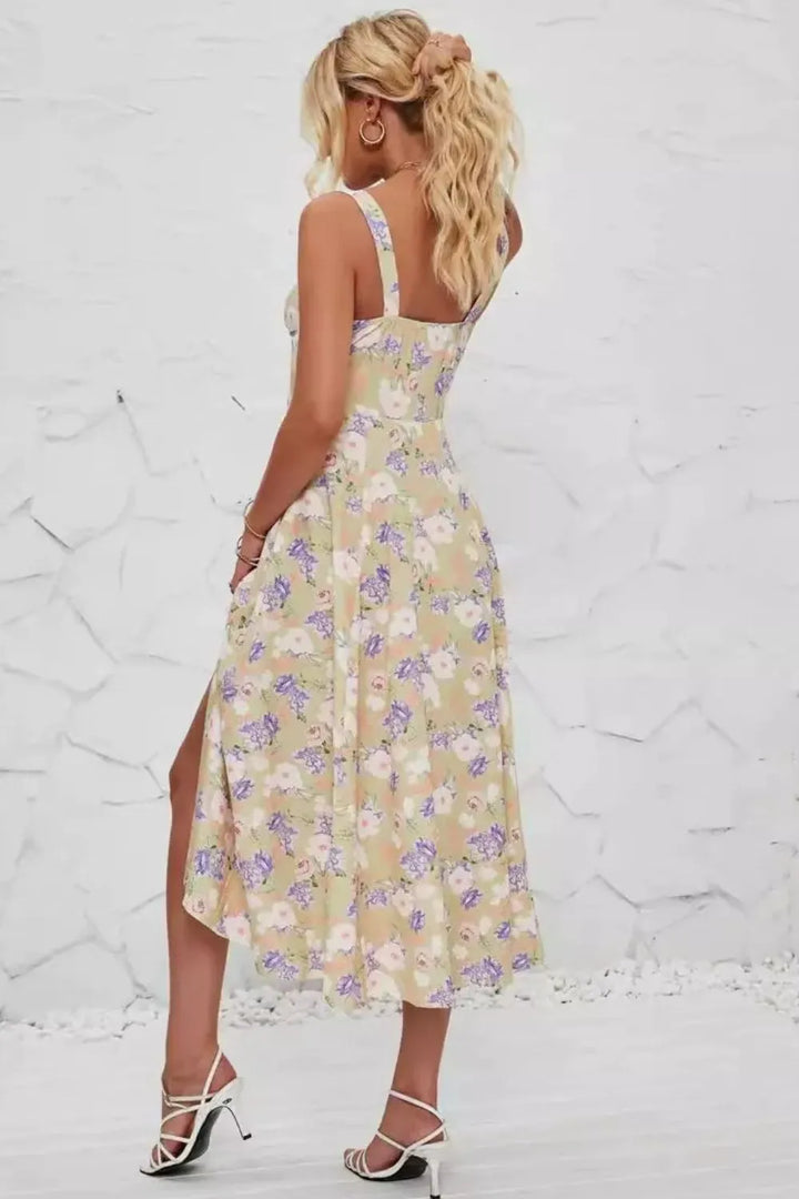 Floral Print Cami Dress with Side Slit