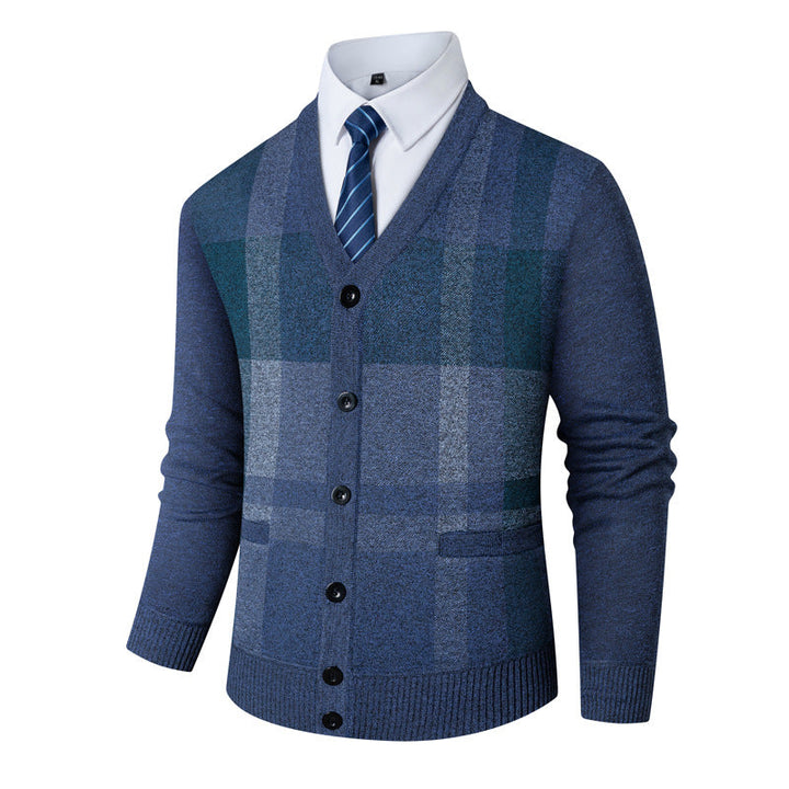 Mens Cardigan With Fleece Lining Thickened Outerwear