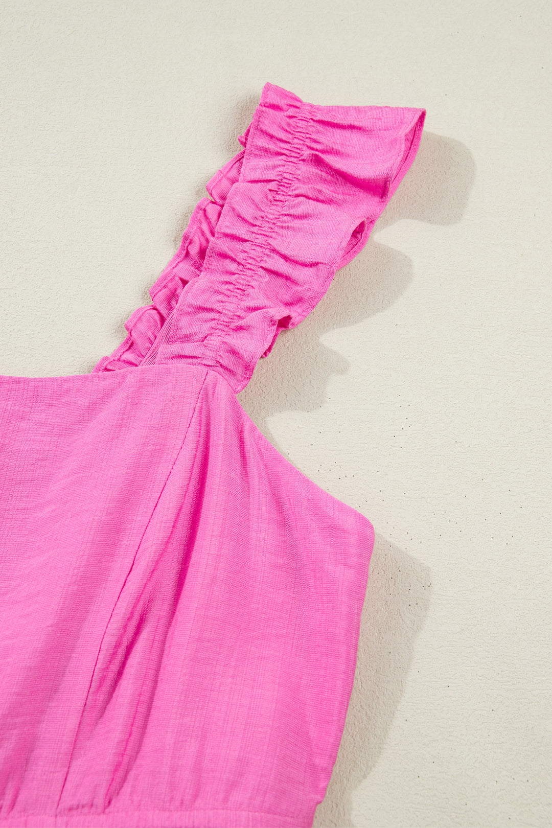 Bonbon Solid Color Ruffle Trim High Waist Sleeveless Maxi Dress