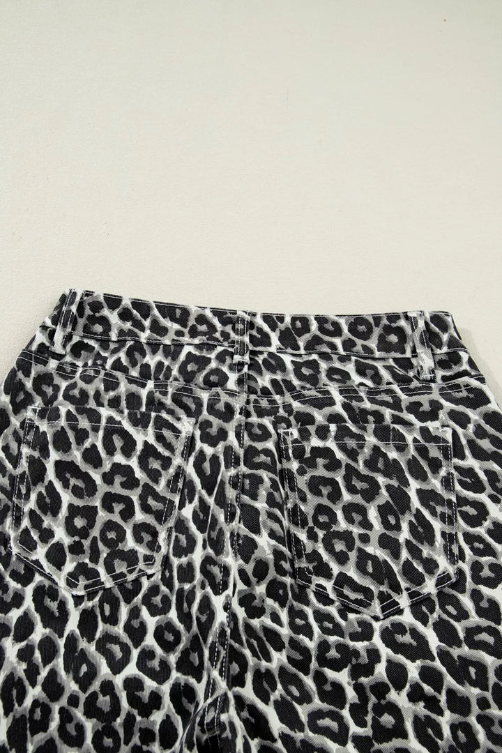 Leopard Print Barrel Jeans