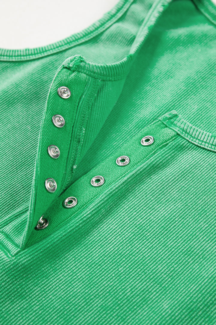 Bright Green Vintage Distressed Ribbed Mineral Wash Tank Top