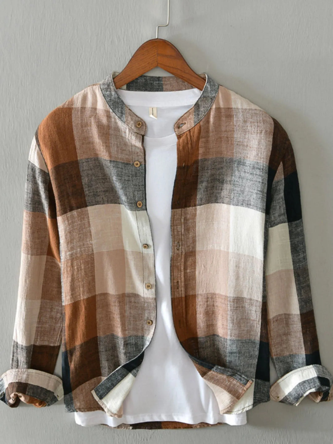 Men's Plus Size Plaid Long Sleeve Shirt