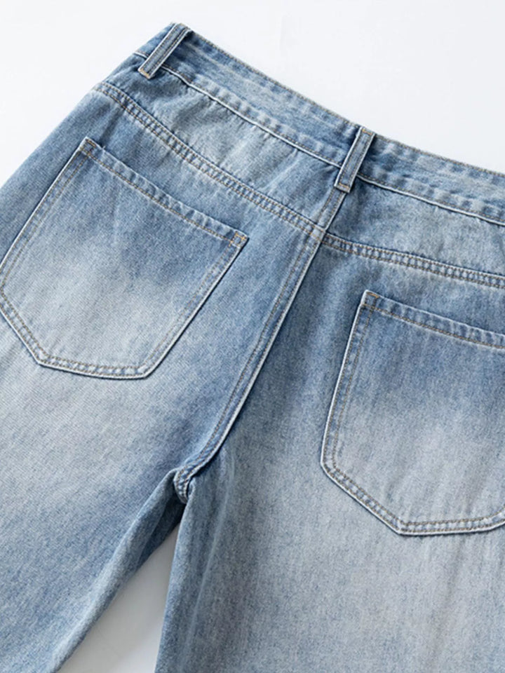 Men's Washed Wide Leg Jeans