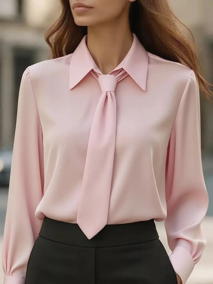 Collared Neck Long Sleeve Blouse