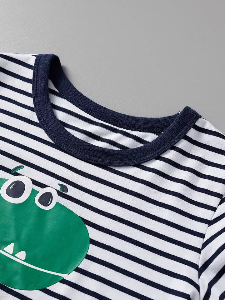 Children's Dinosaur Graphic Round Neck T-Shirt