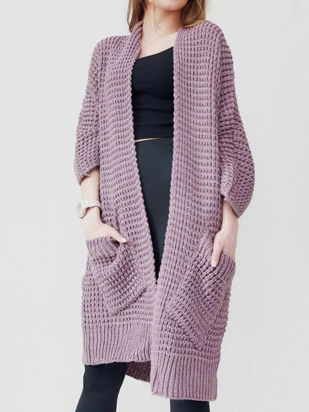 Full Size Chunky Knit Open Front Cardigan Plus Size