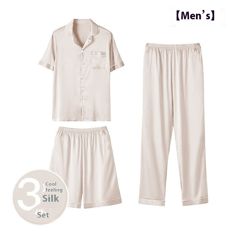 Ice Silk Home Wear Suit Men's Three-piece Suit