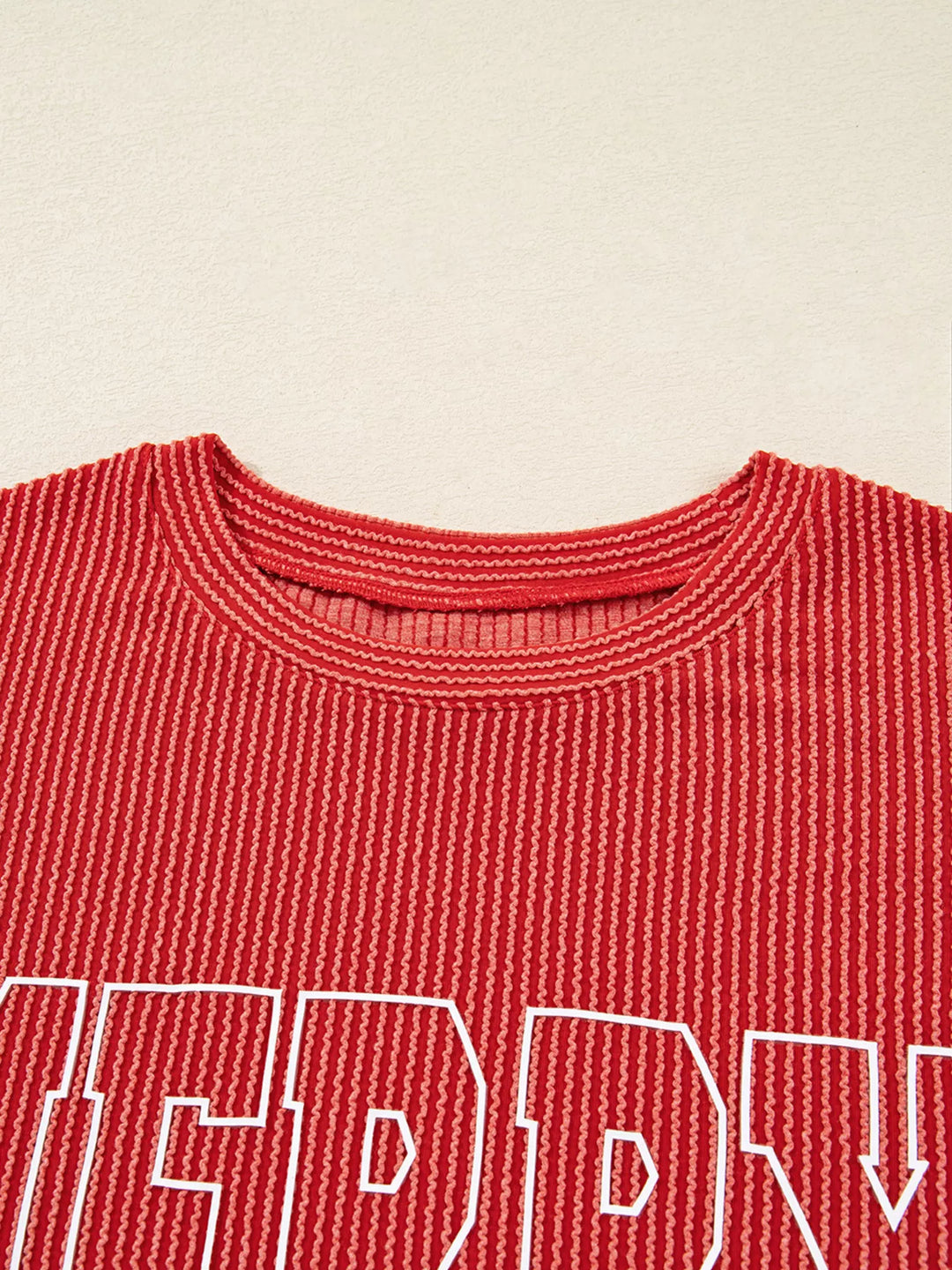 Merry Twisted Rib Christmas Loose Long Sleeve Top
