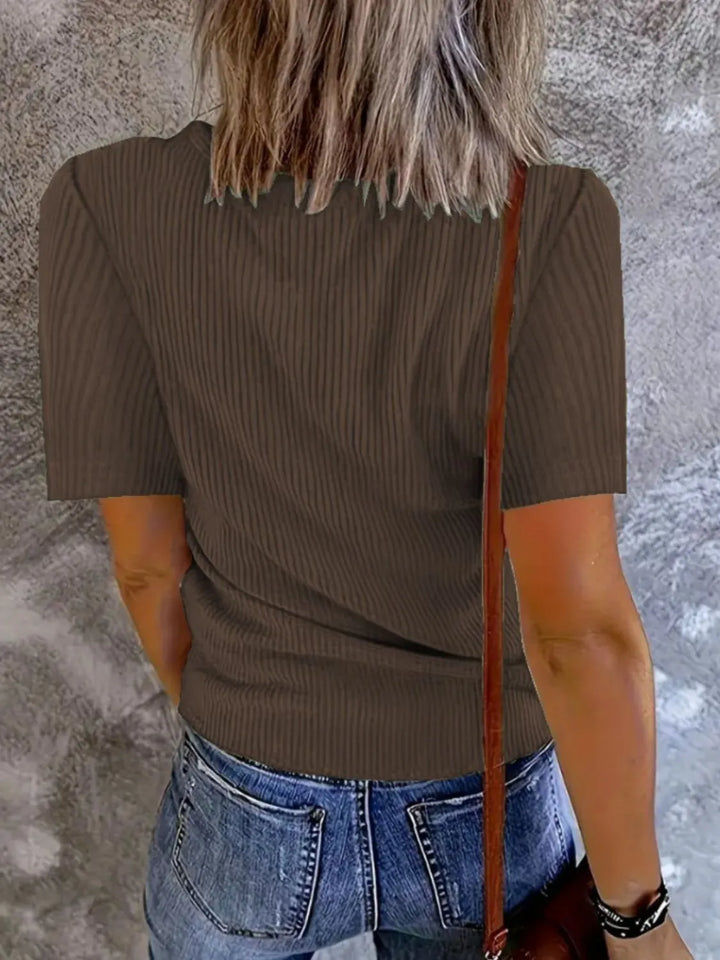 Solid V-Neck Short Sleeve T-Shirt