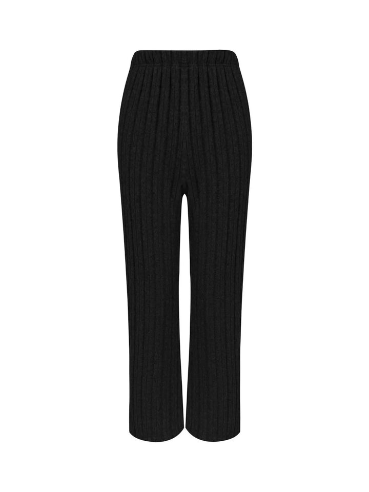 Plus Size Ribbed Knit Button-Front Top and Pants Set