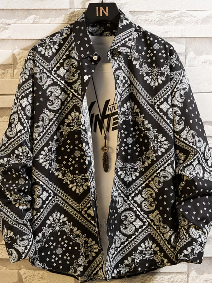 Men's Plus Size Printed Button Up Shirt