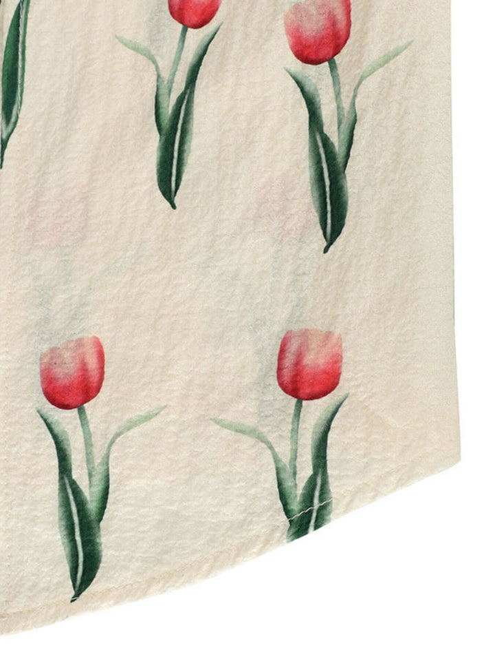 Tulip Print Twist Front Slit Cami Dress