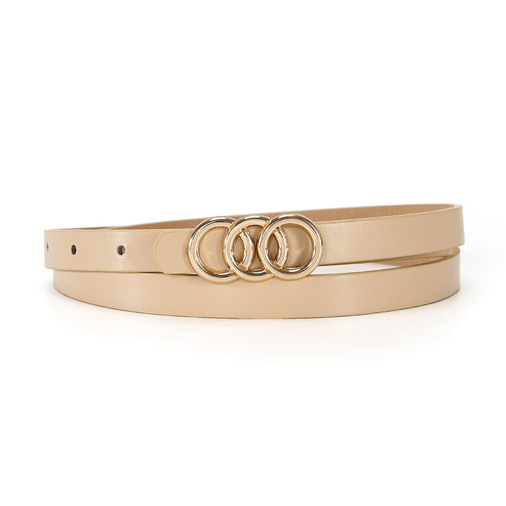 Women's Belt White Three-circle Simple All-matching Jeans