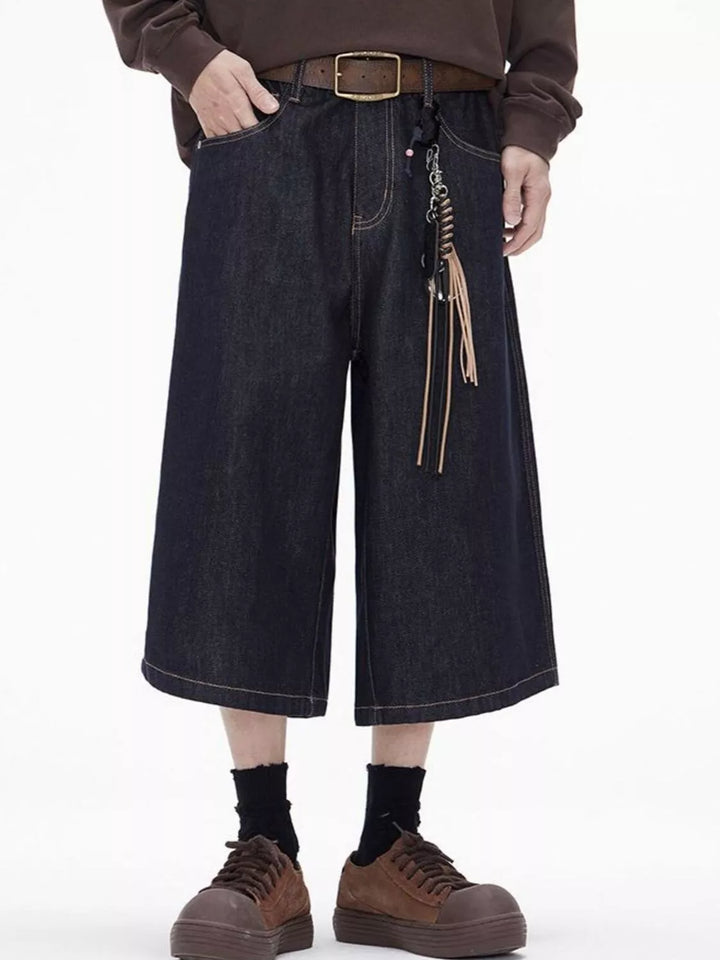 Men's Wide Leg Denim Shorts