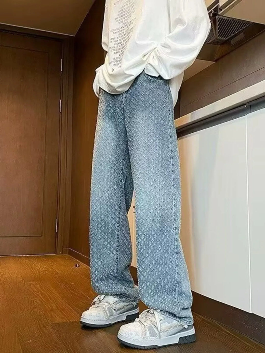 Men's Full Size Patterned Wide-Leg Jeans Plus Size