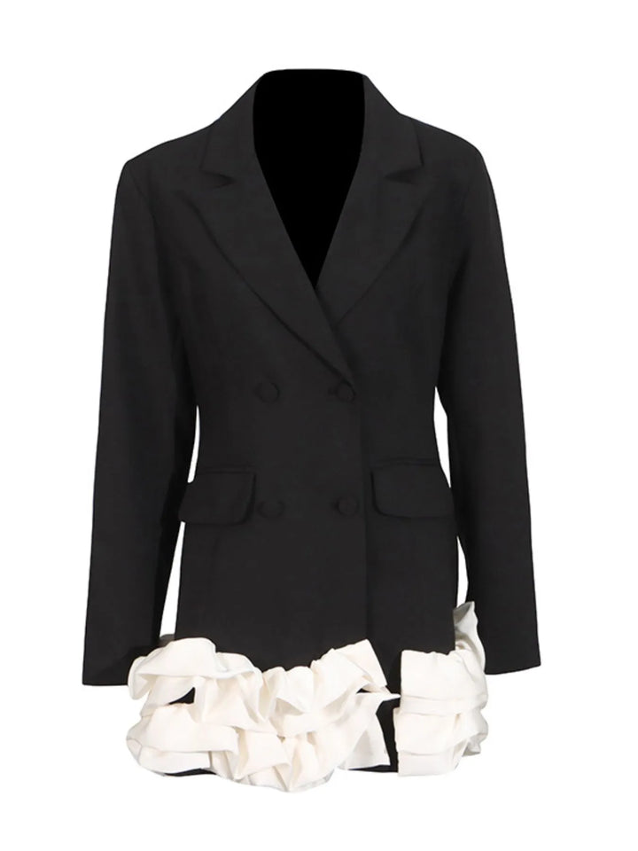 Ruffle Hem Double-Breasted Blazer Dress