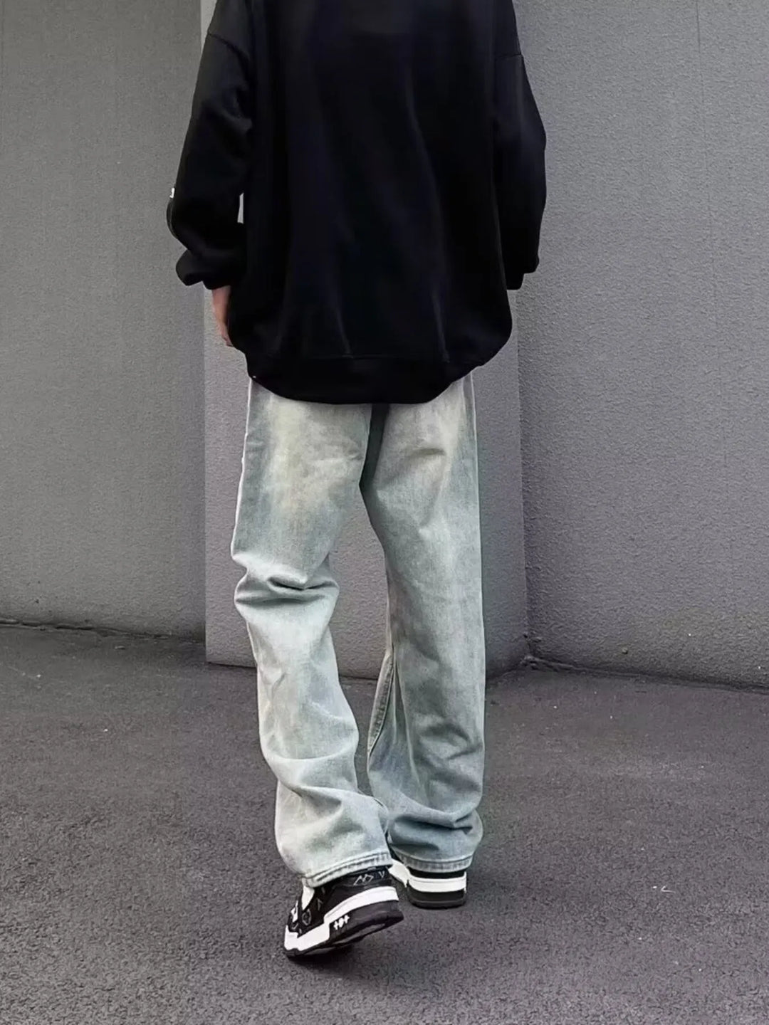 Men's Full Size Distressed Wide Leg Jeans Plus Size