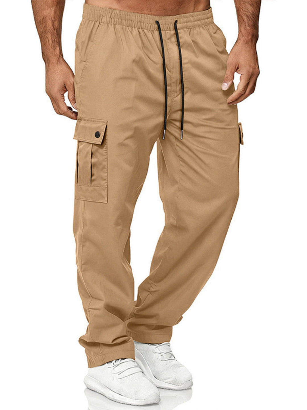Men's Full Size Cargo Pants with Drawstring Waist Plus Size