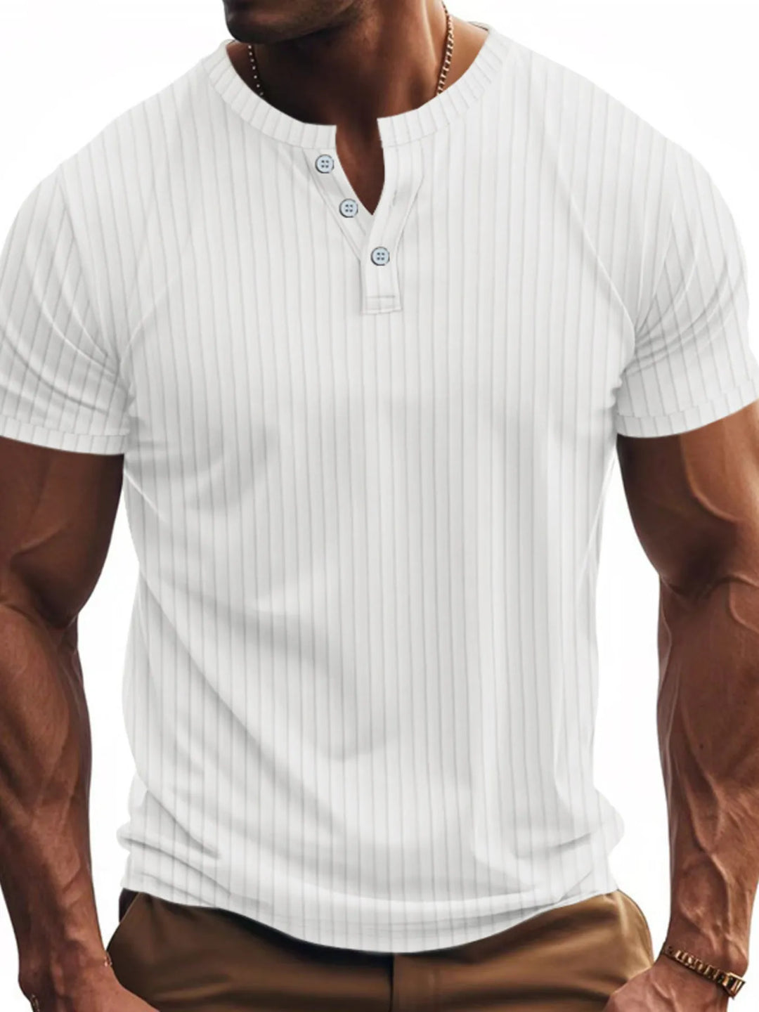 Men's Full Size Button Detail Short Sleeve T-Shirt Plus Size