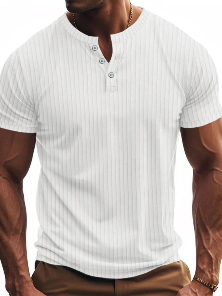 Men's Full Size Button Detail Short Sleeve T-Shirt Plus Size